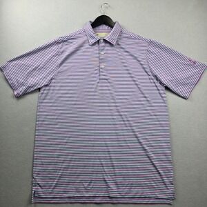 Donald Ross Mens Large Purple Mint Striped Performance Golf Polo Shirt RN127277